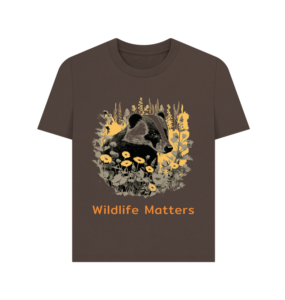 Chocolate Wildlife Matters Women's Badger T Shirt