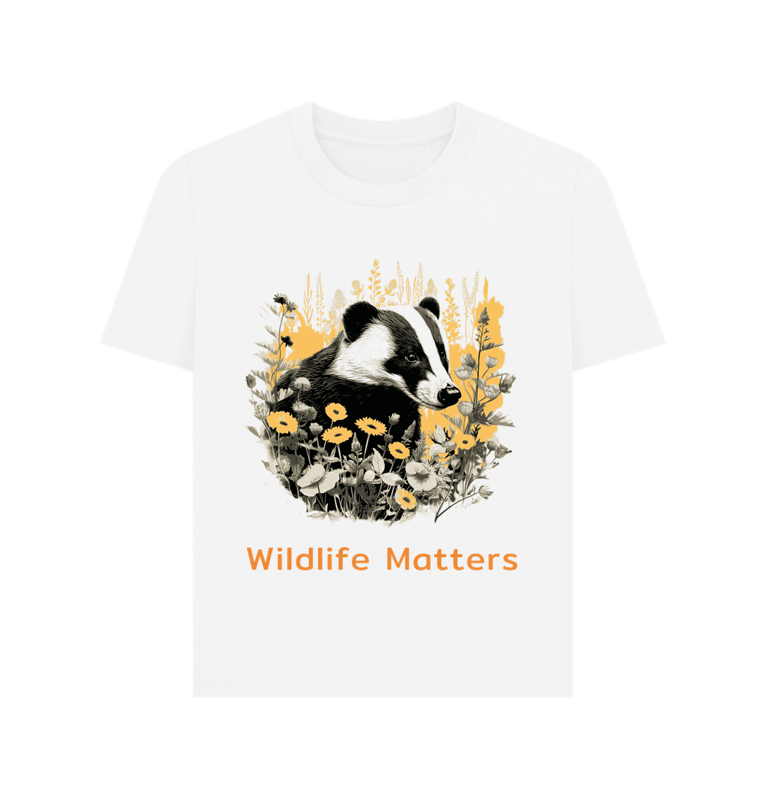 White Wildlife Matters Women's Badger T Shirt