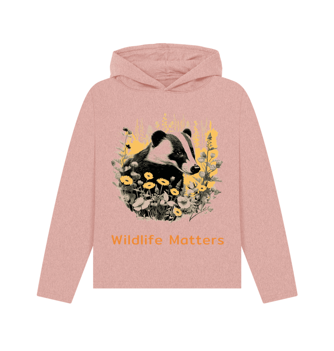 Sunset Pink Wildlife Matters Hoodie Womens Badger