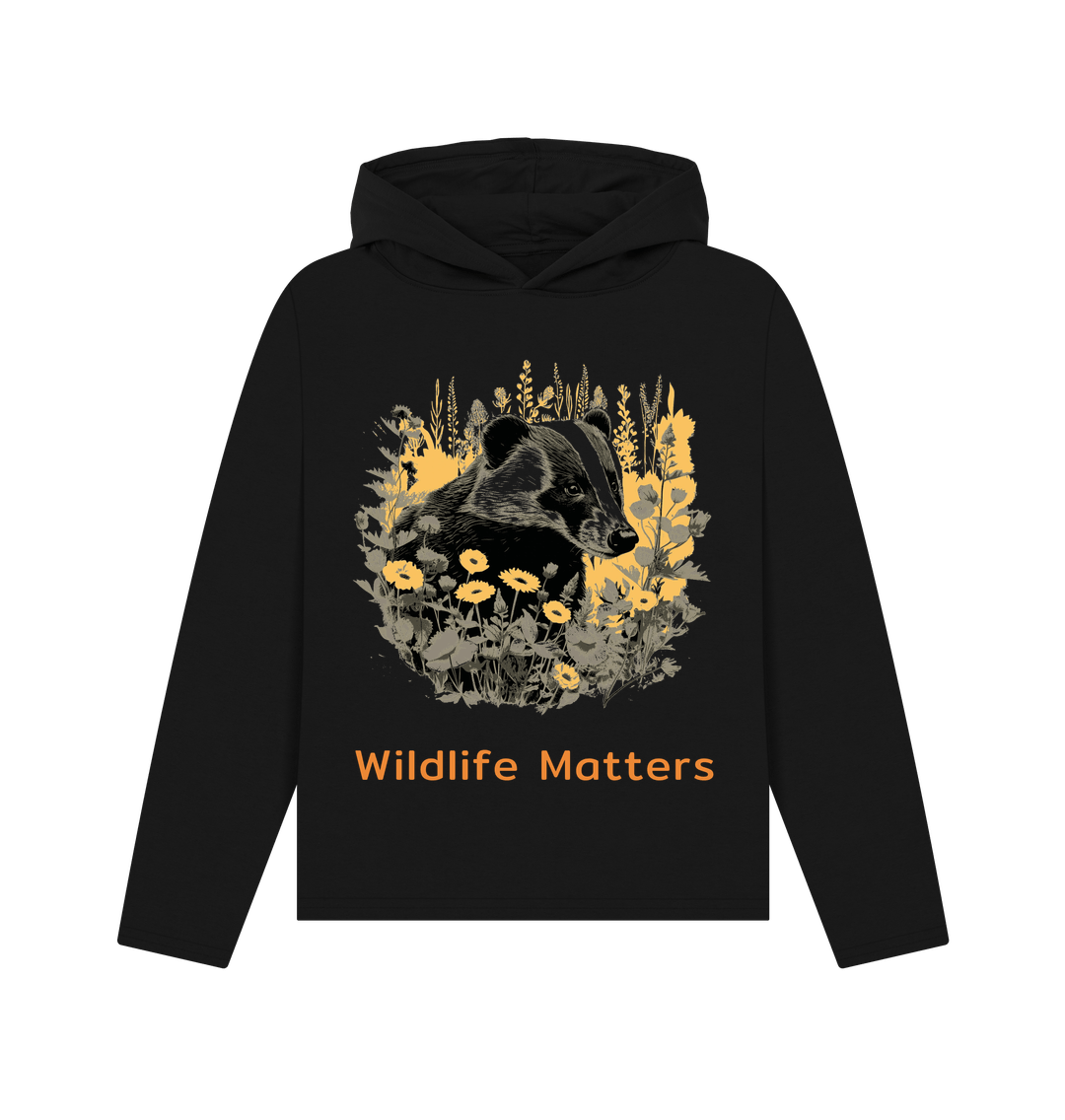Black Wildlife Matters Hoodie Womens Badger