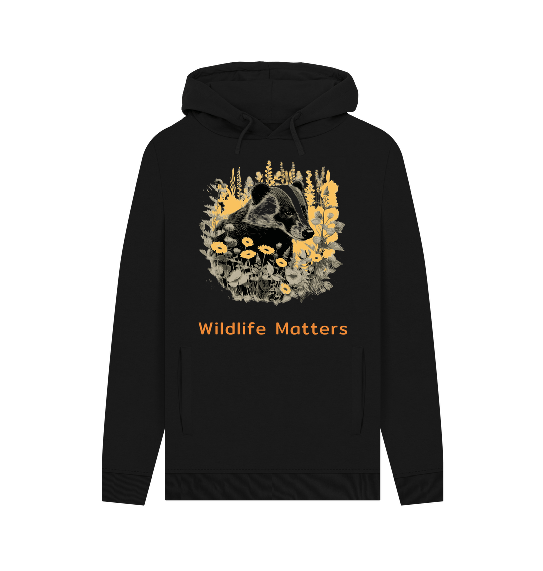 Black Wildlife Matters Hoodie Mens Badger