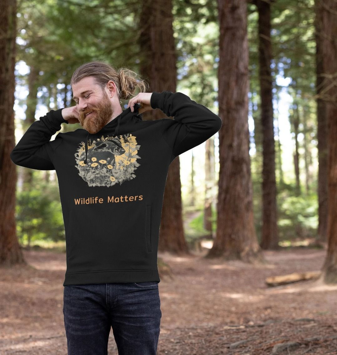 Wildlife Matters Mens Organic Badger Hoodie