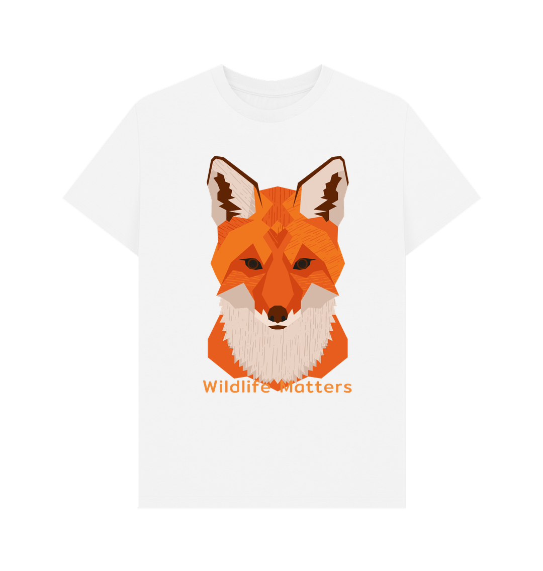 White Wildlife Matters Mens T Shirts Fox