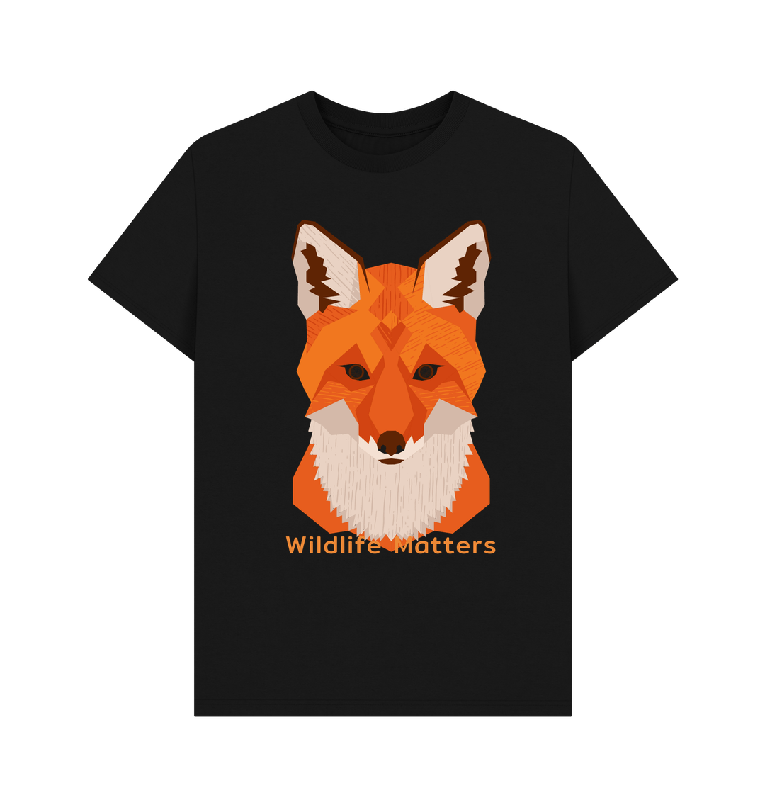 Black Wildlife Matters Mens T Shirts Fox