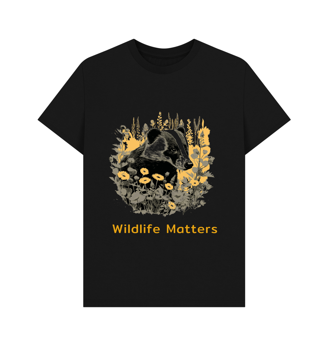 Black Wildlife Matters Badger T shirt Mens