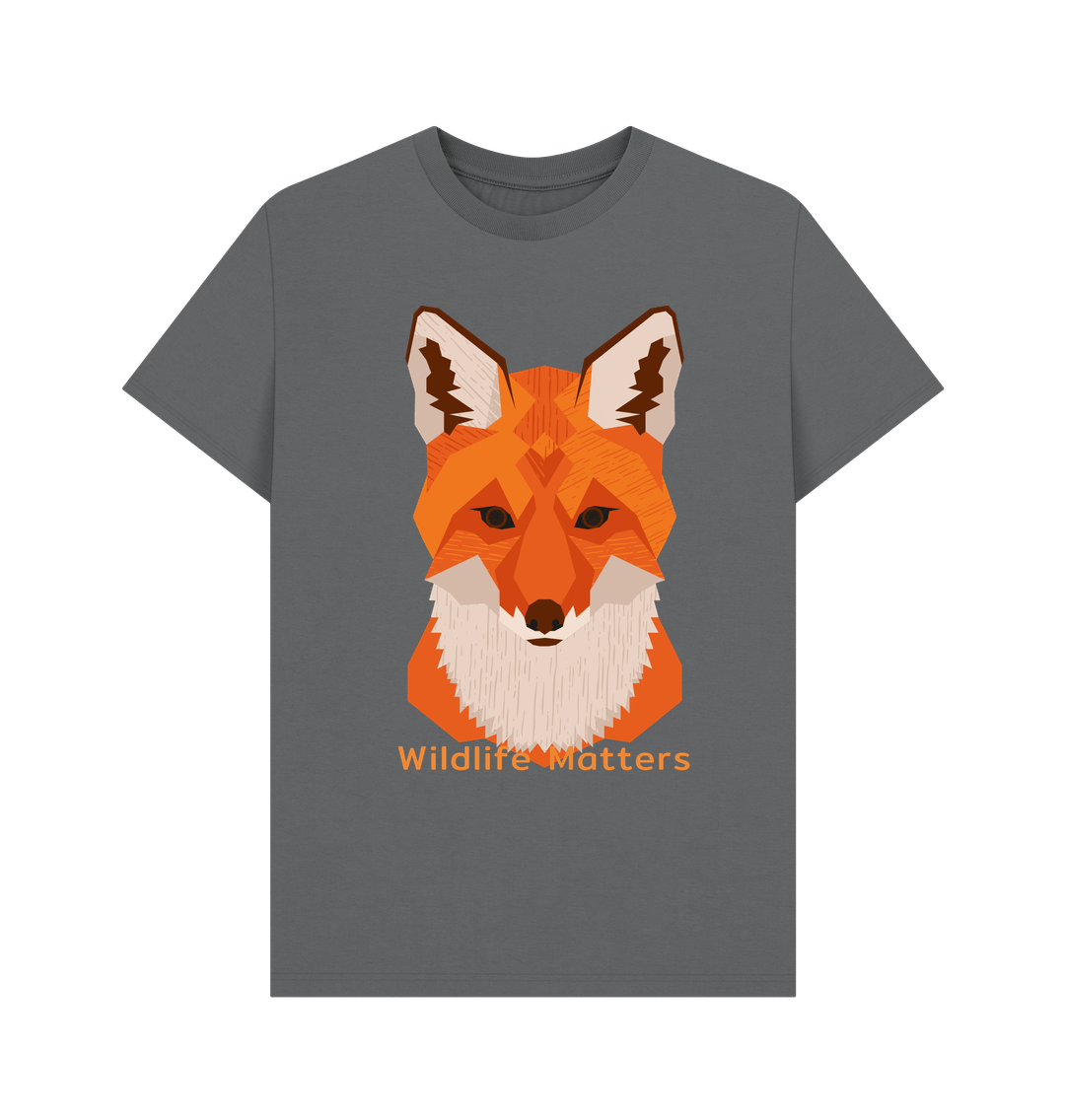 Slate Grey Wildlife Matters Mens T Shirts Fox