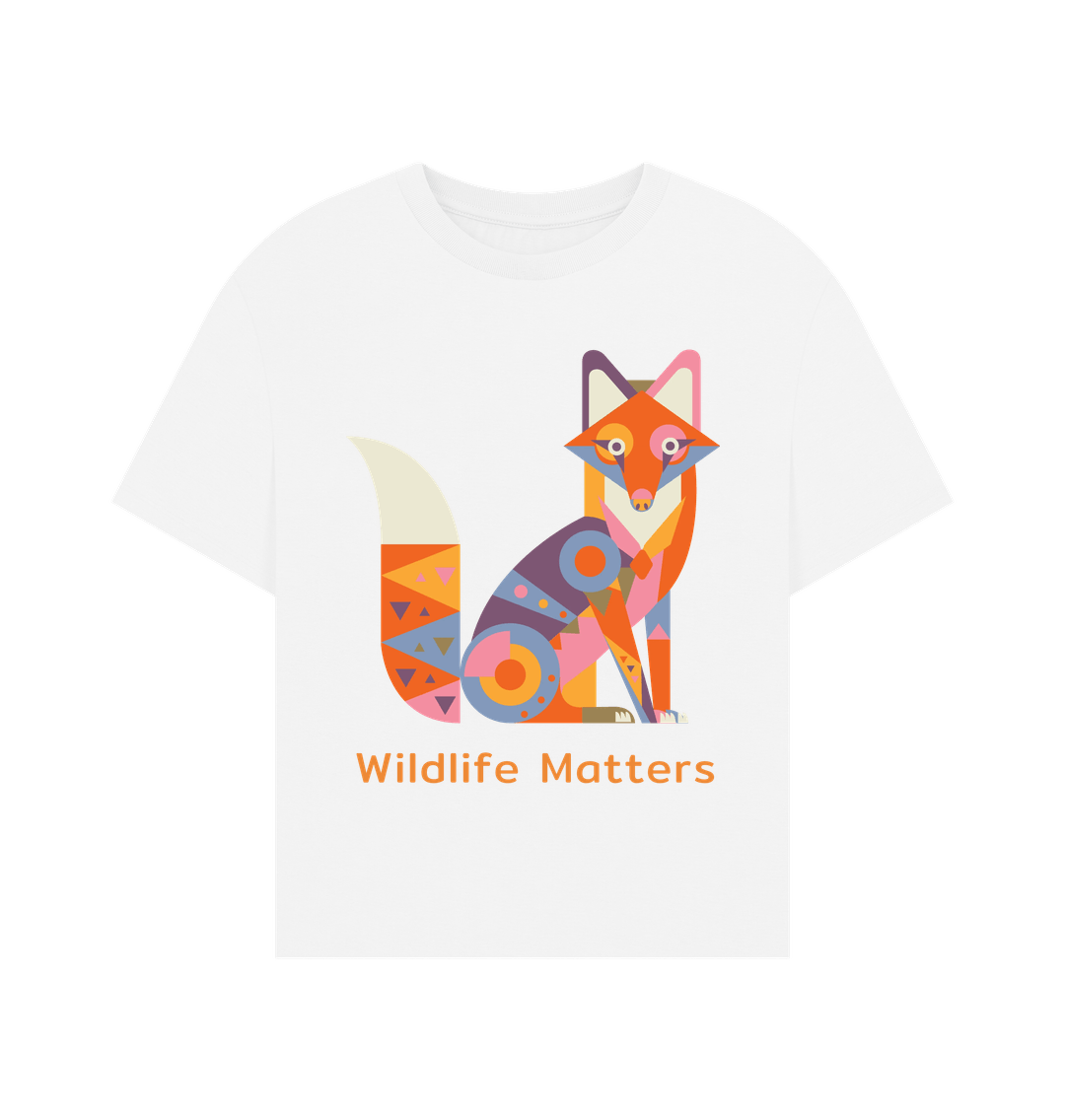 White Wildlife Matters T Shirt Women Fox