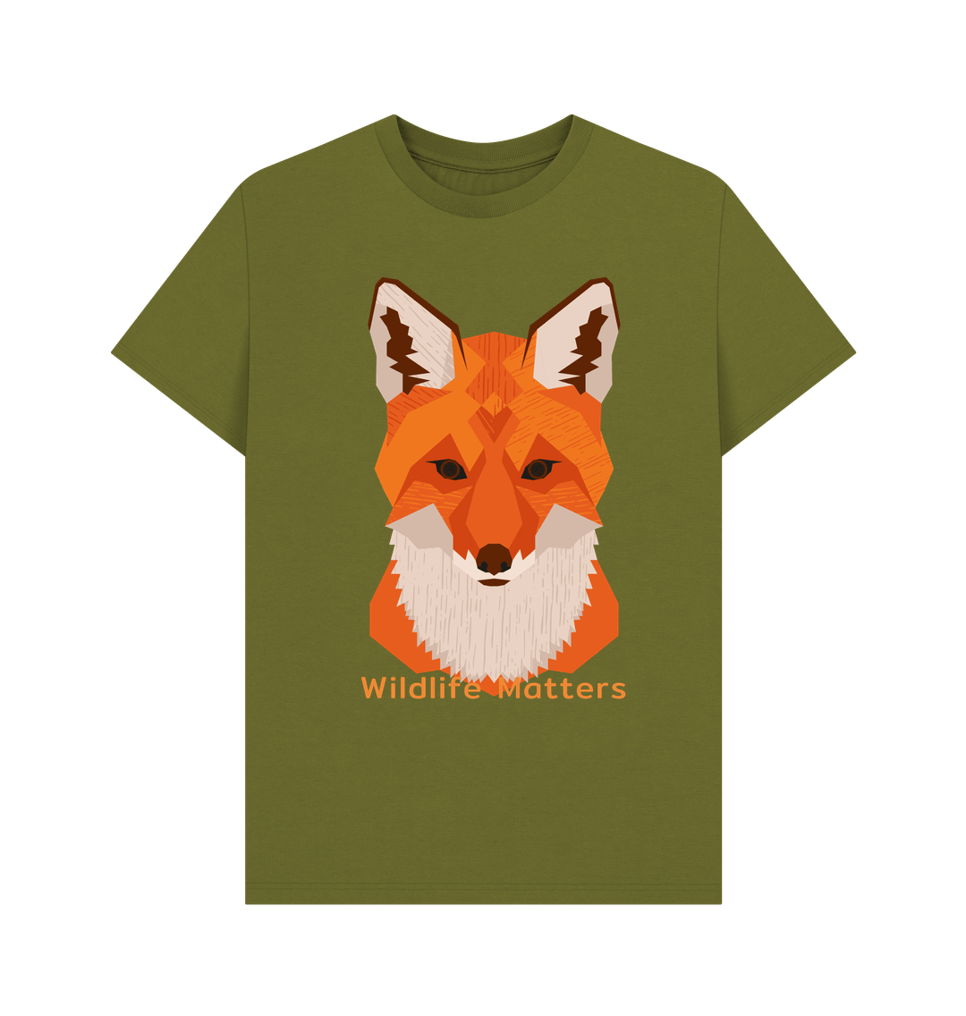 Moss Green Wildlife Matters Mens T Shirts Fox