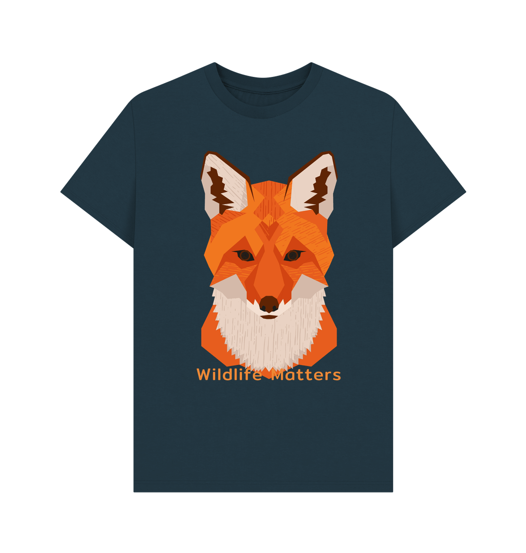 Denim Blue Wildlife Matters Mens T Shirts Fox