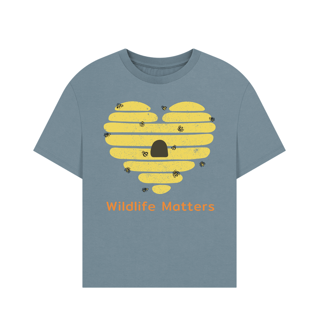 Stone Blue Wildlife Matters Womens T Shirt Bees