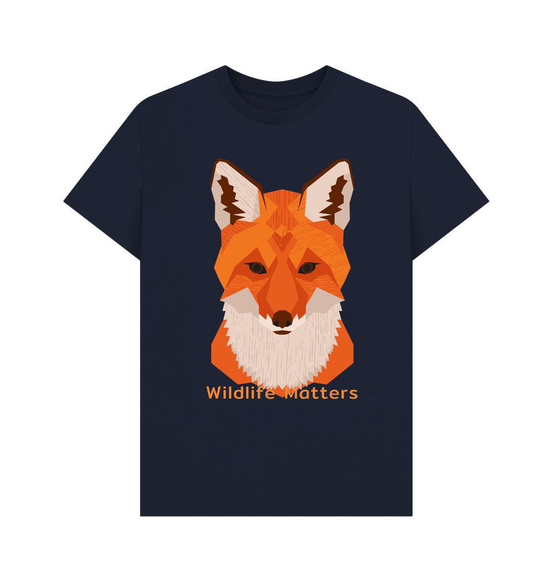 Navy Blue Wildlife Matters Mens T Shirts Fox