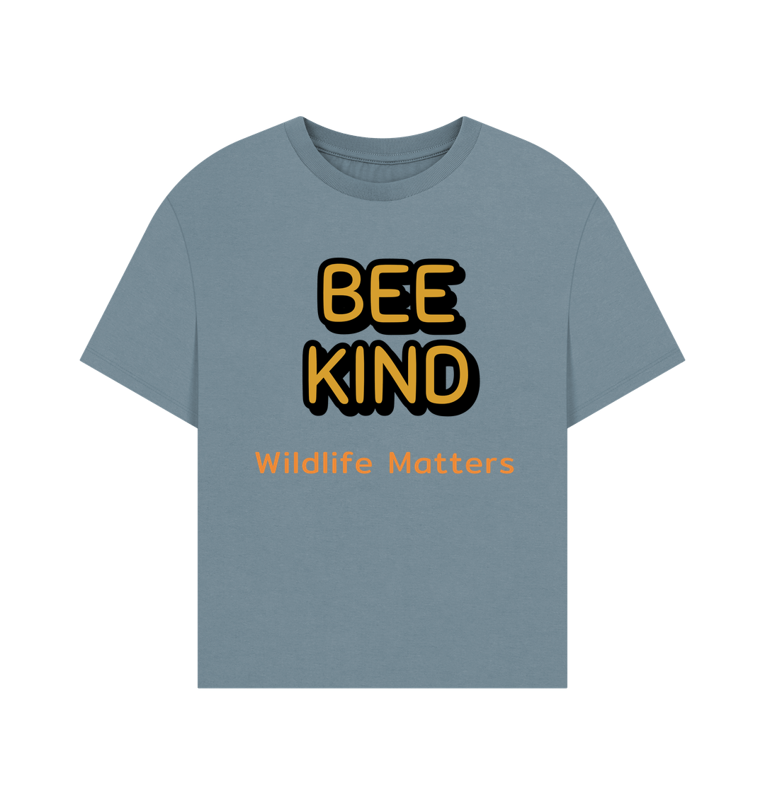 Stone Blue Wildlife Matters Bee Kind Womens T shirt