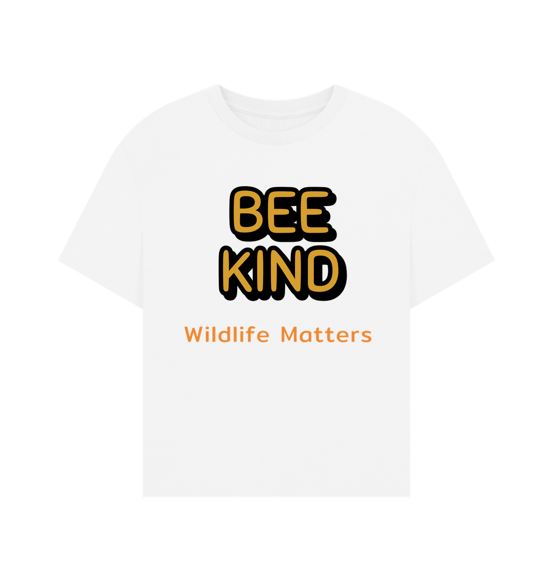 White Wildlife Matters Bee Kind Womens T shirt