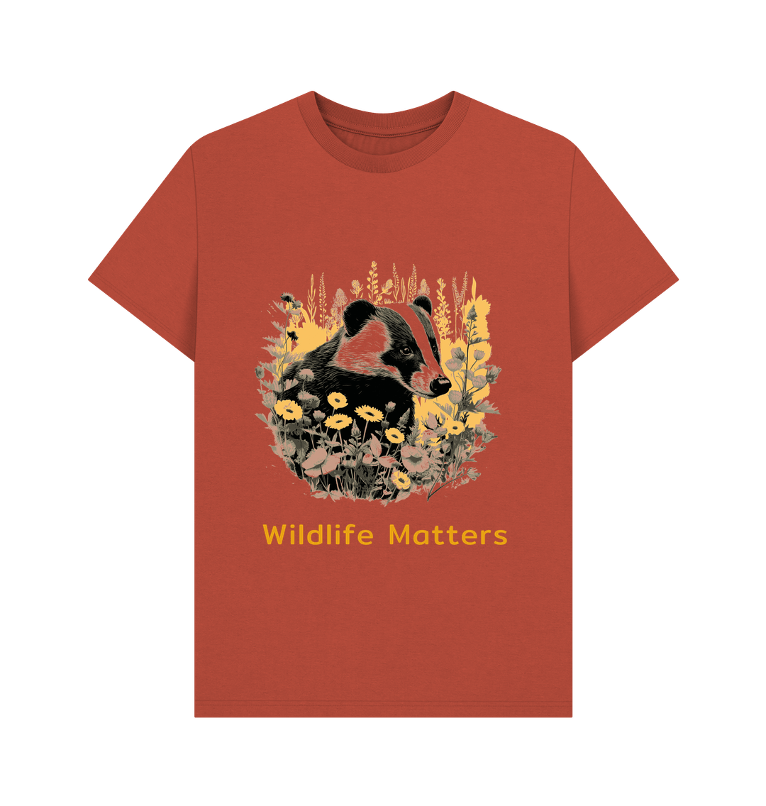 Rust Wildlife Matters Badger T shirt Mens